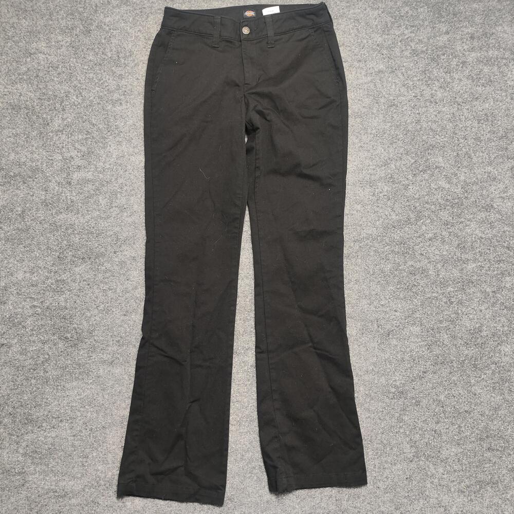 Dickies Pants Womens 27R Black Twill Bootcut Stretch Dress Workwear Office
